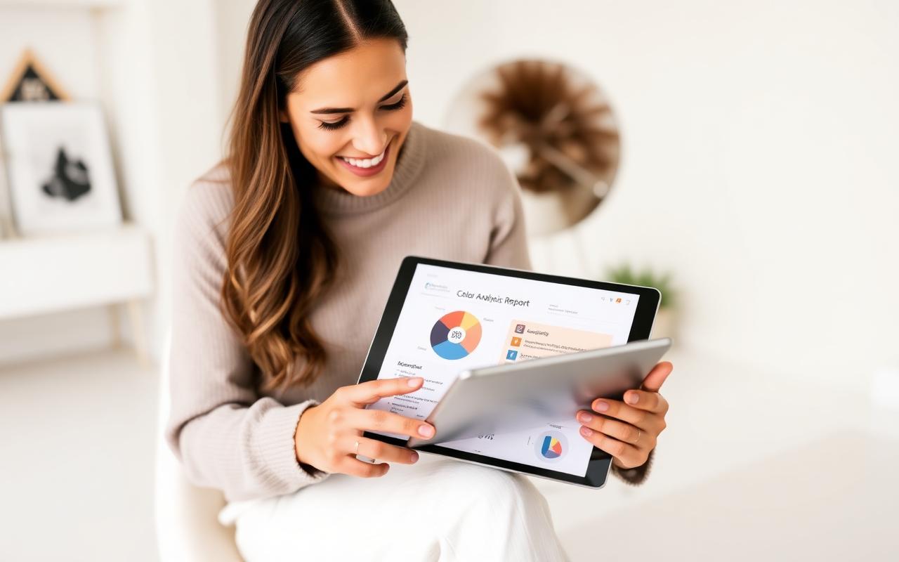 Client reviewing a colour analysis report on a tablet
